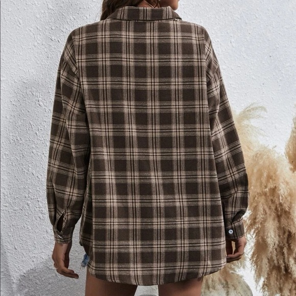 SHEIN BROWN PLIAID FLANNEL - Picture 2 of 3